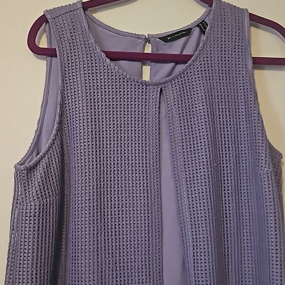 H BY HALSTON Mesh Knit Overlay Sleeveless Midi Dress - Picture 2 of 9